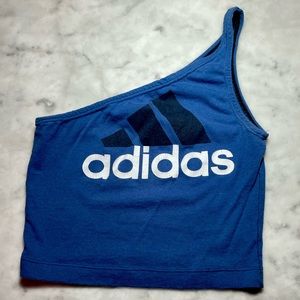 One Shoulder Blue Adidas Crop Top